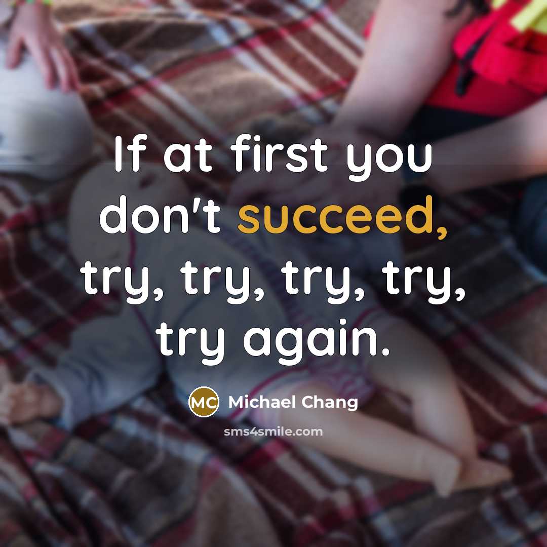 “If at first you don't succeed, try, try, try, try,…” quote by Michael Chang