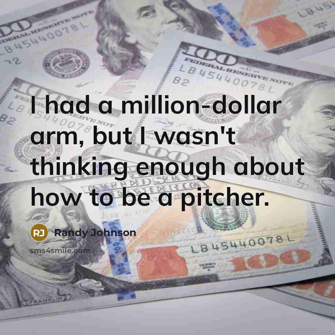 “I had a million-dollar arm, but I wasn't thinking enough…” quote by Randy Johnson