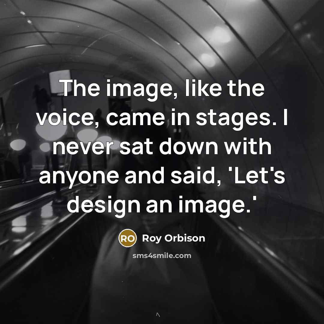 “The image, like the voice, came in stages. I never…” quote by Roy Orbison