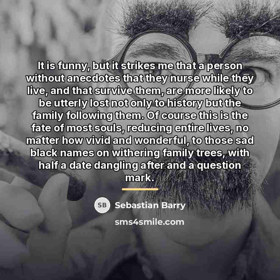 “It is funny, but it strikes me that a person…” quote by Sebastian Barry