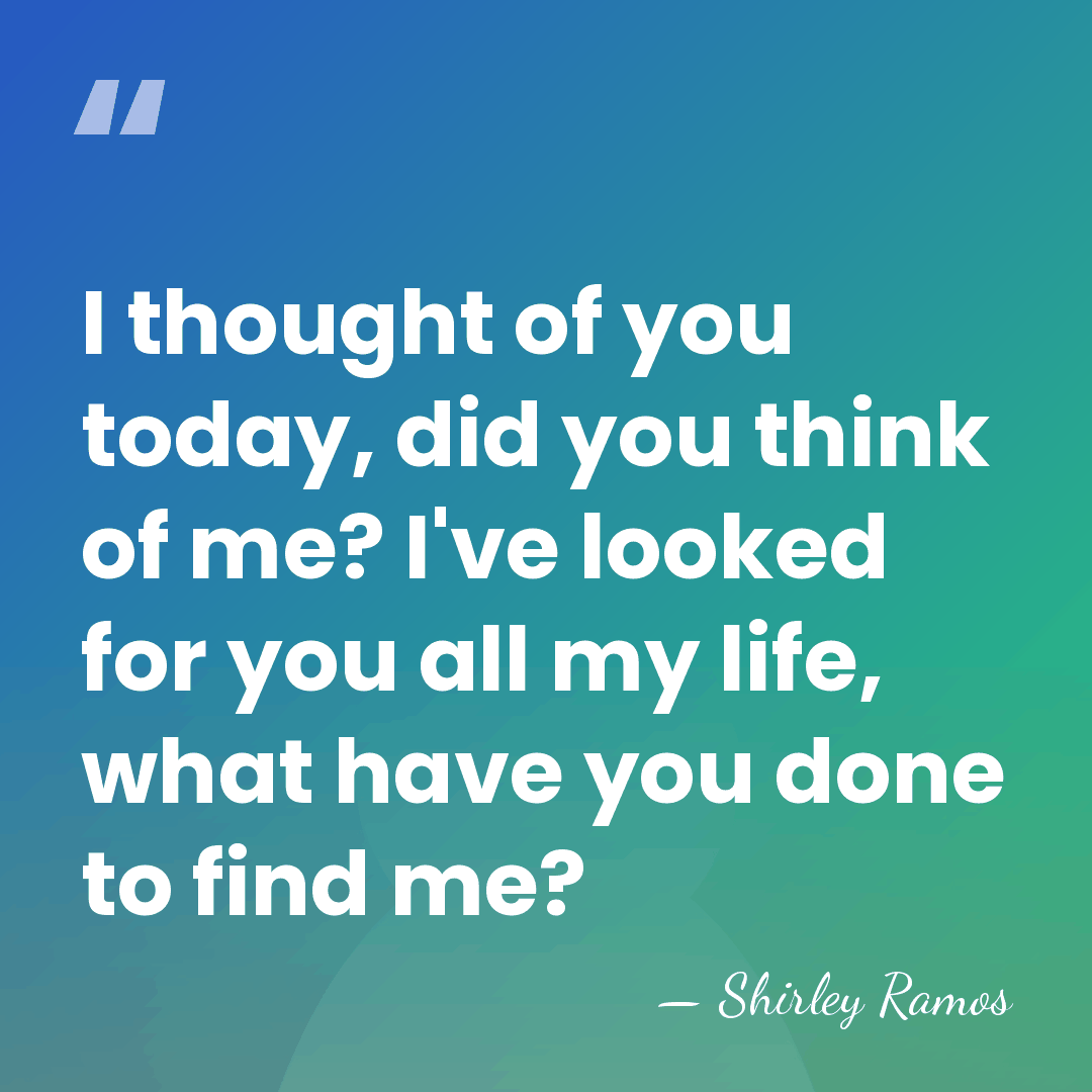I thought of you today, did you think of me? I've looked&hellip; - Shirley Ramos