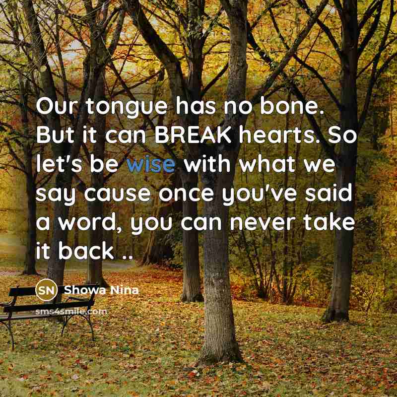 “Our tongue has no bone. But it can BREAK hearts.…” quote by Showa Nina