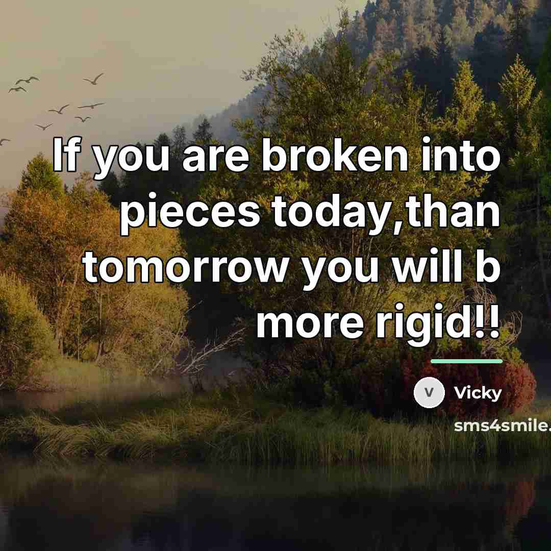 “If you are broken into pieces today,than tomorrow you will…” quote by Vicky