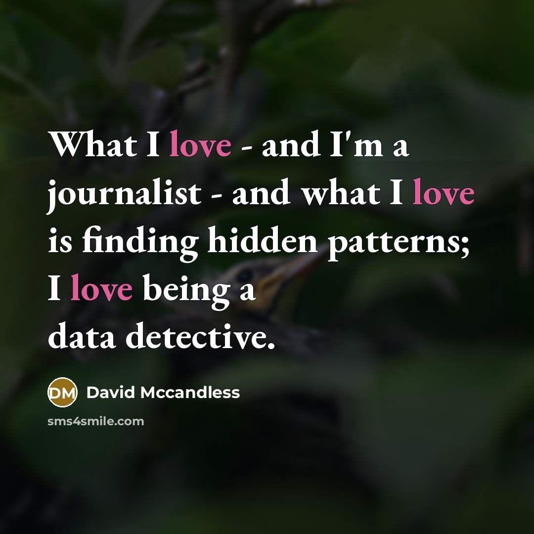 “What I love - and I'm a journalist - and…” quote by David McCandless