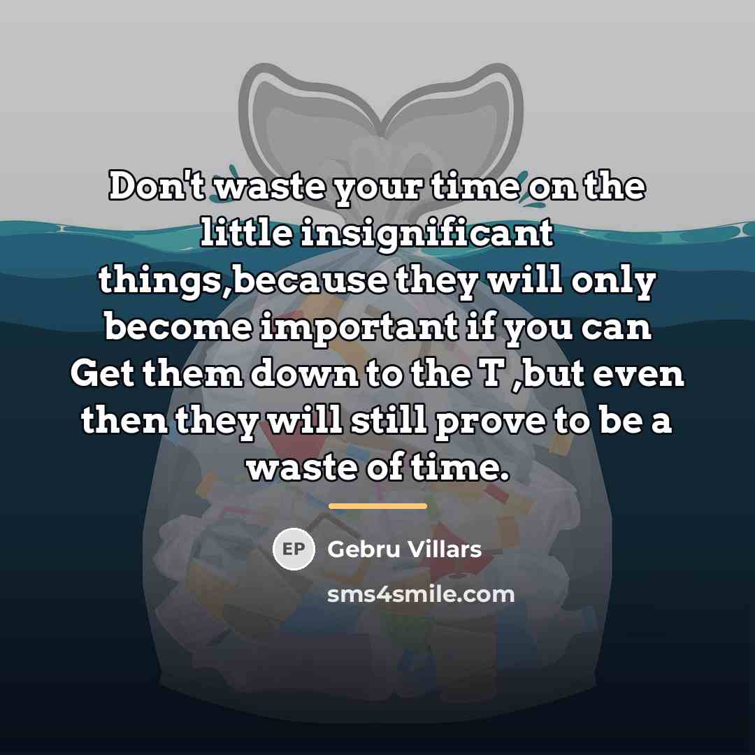 “Don't waste your time on the little insignificant things,because they…” quote by Gebru Villars
