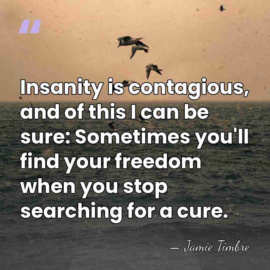 Insanity is contagious, and of this I can be sure: Sometimes you'll&hellip; - Jamie Timbre
