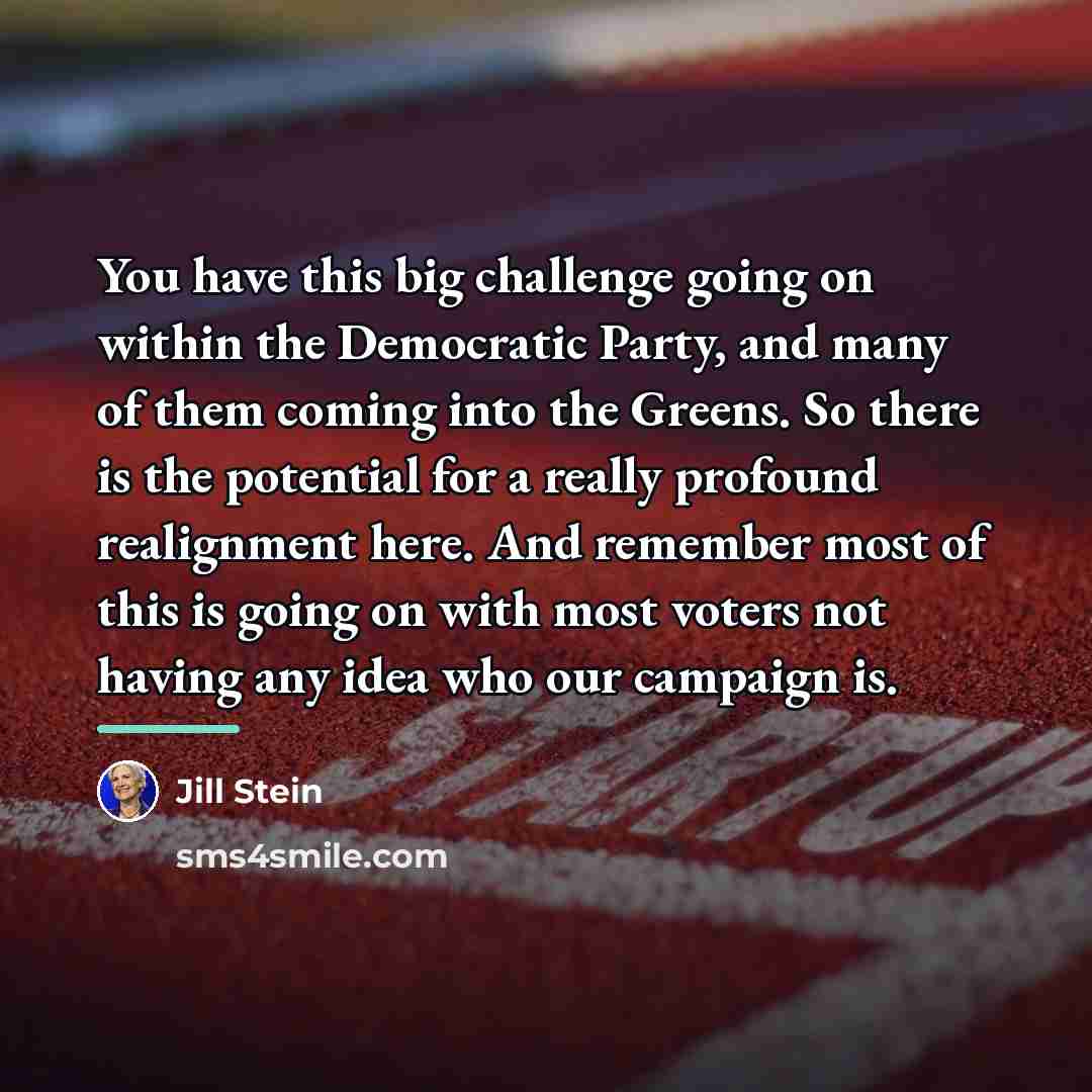 “You have this big challenge going on within the Democratic…” quote by Jill Stein