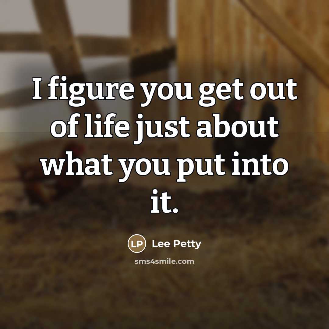 “I figure you get out of life just about what you put into it.” quote by Lee Petty