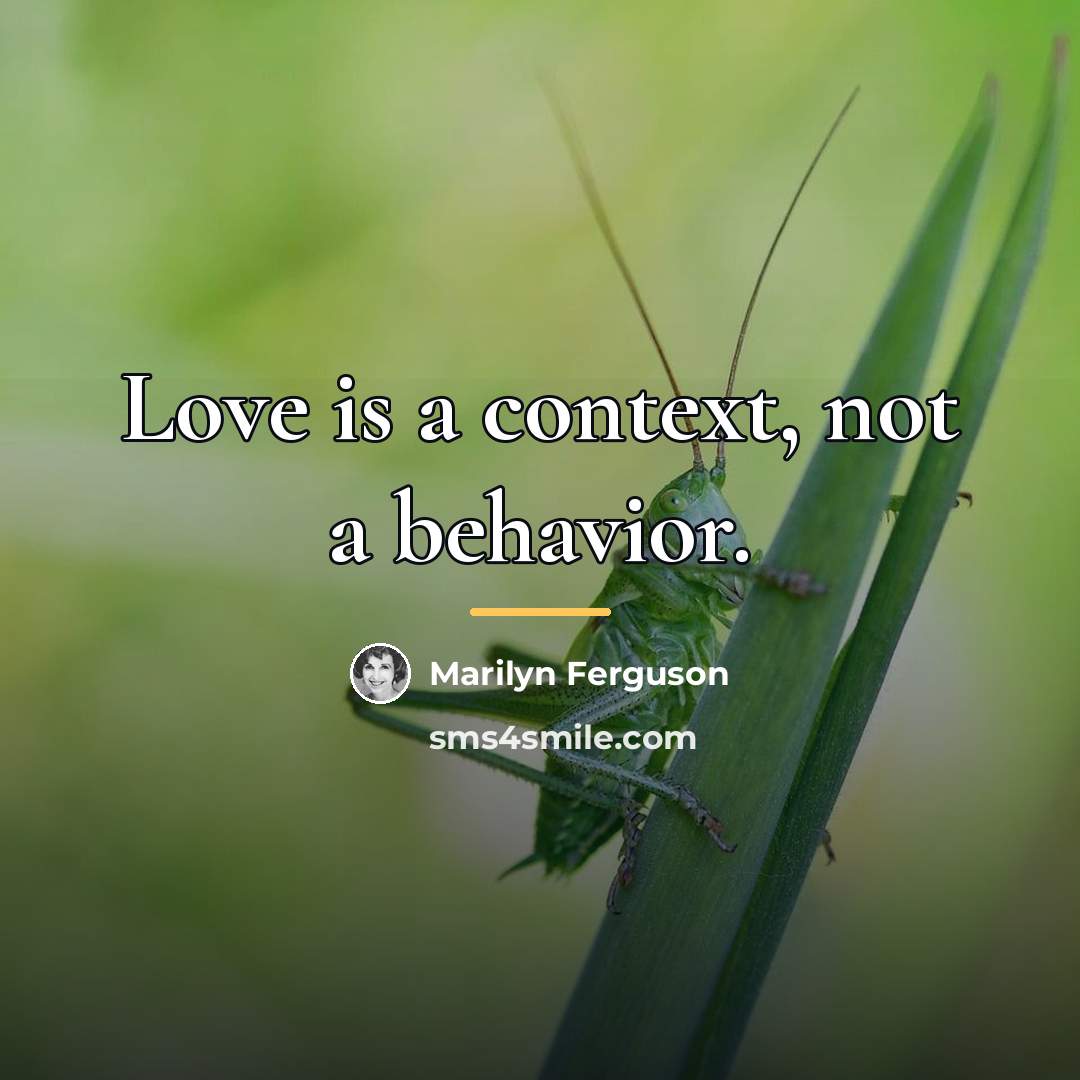 “Love is a context, not a behavior.…” quote by Marilyn Ferguson