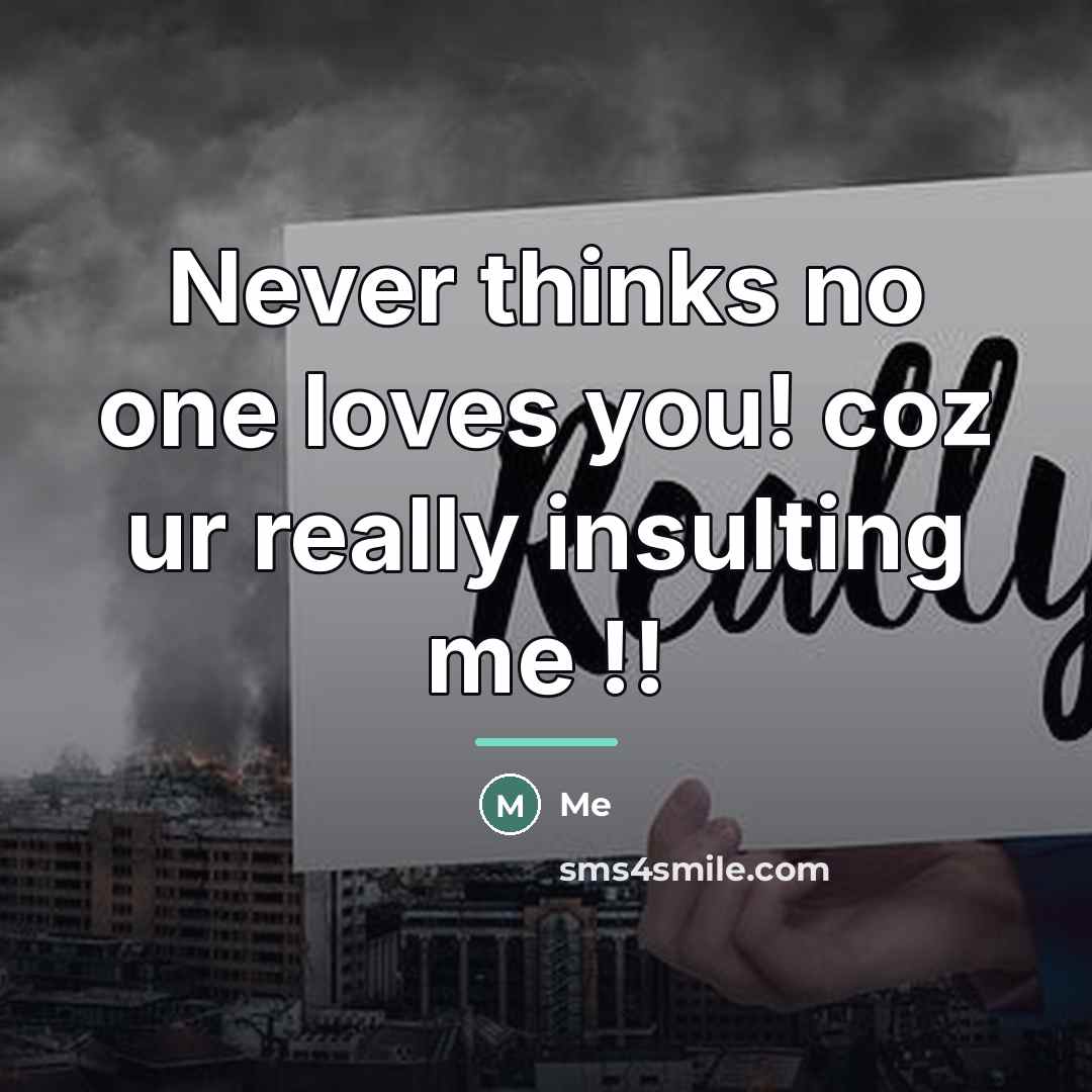 “Never thinks no one loves you! coz ur really insulting…” quote by Me