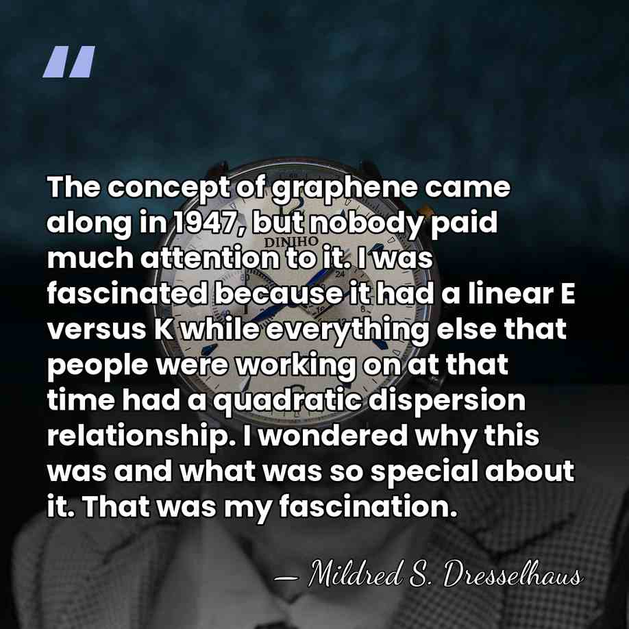 The concept of graphene came along in 1947, but nobody paid much&hellip; - Mildred S. Dresselhaus