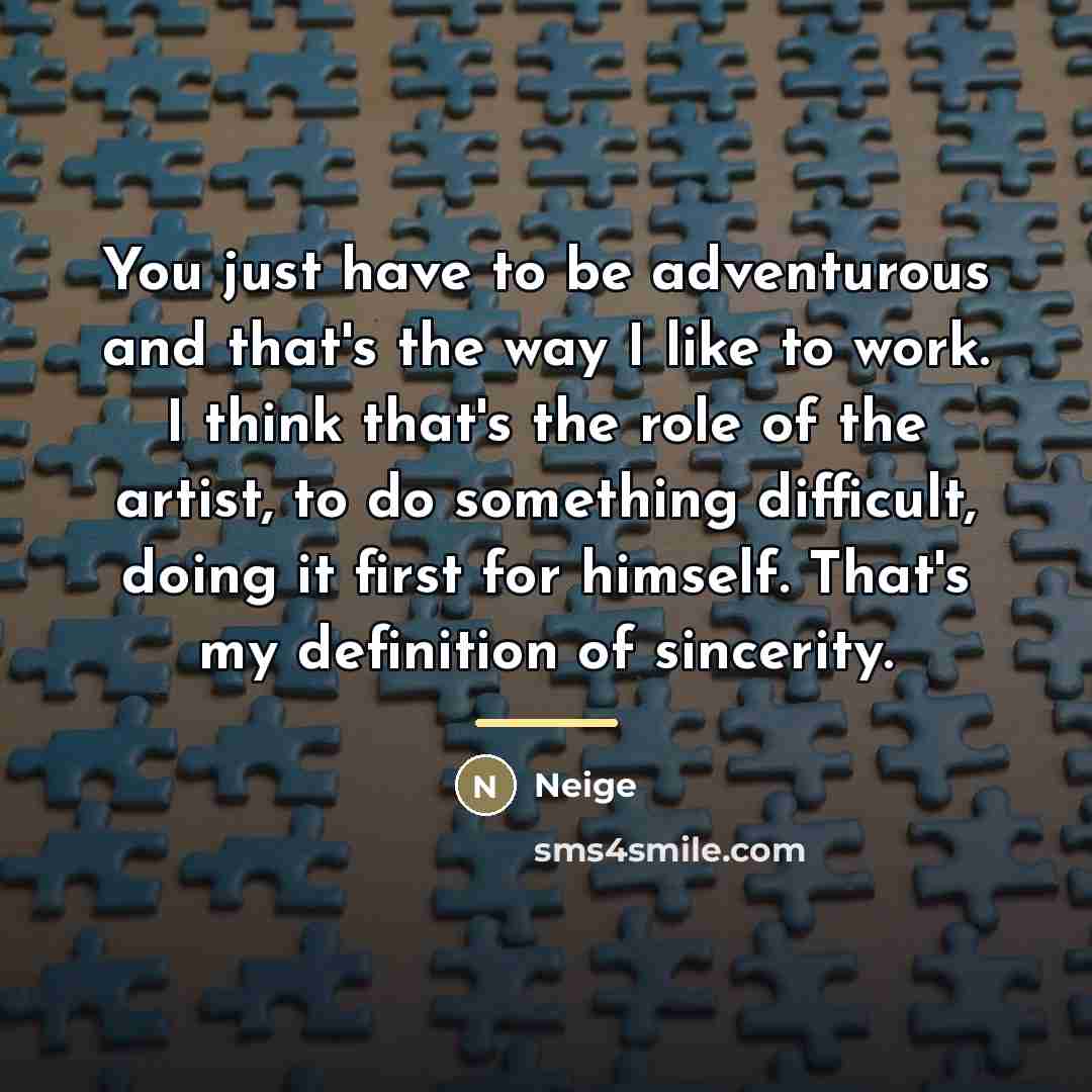 “You just have to be adventurous and that's the way…” quote by Neige