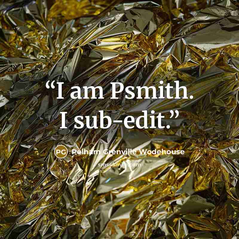 “I am Psmith. I sub-edit.” quote by Pelham Grenville Wodehouse