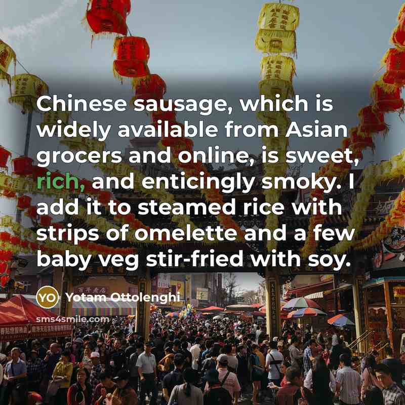 “Chinese sausage, which is widely available from Asian grocers and…” quote by Yotam Ottolenghi