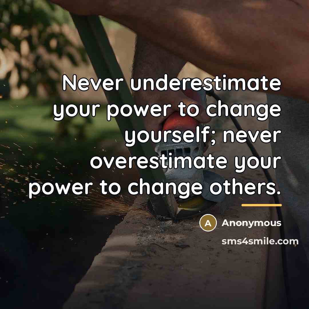 “Never underestimate your power to change yourself; never overestimate your…” quote by Anonymous