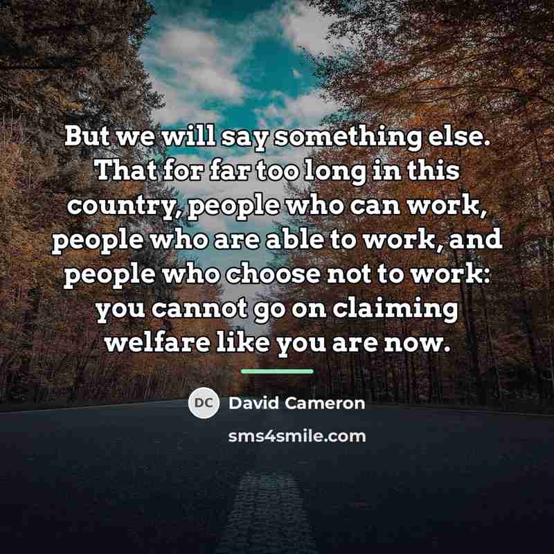 “But we will say something else. That for far too…” quote by David Cameron