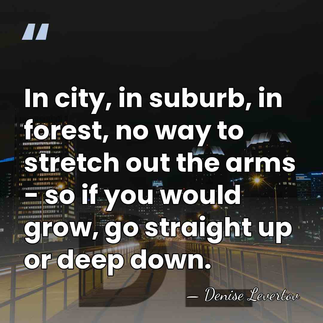 In city, in suburb, in forest, no way to stretch out the&hellip; - Denise Levertov