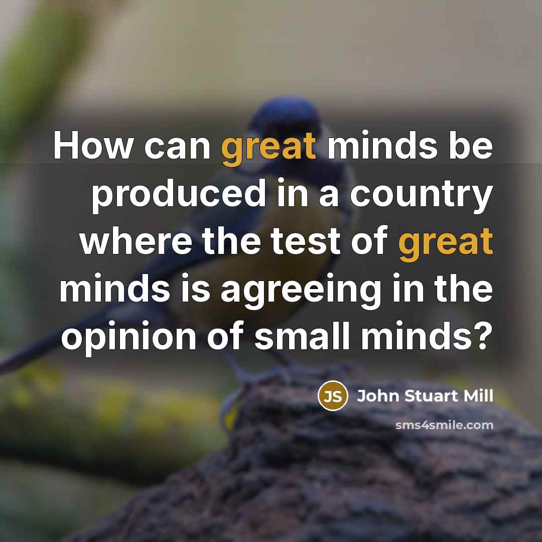 “How can great minds be produced in a country where…” quote by John Stuart Mill