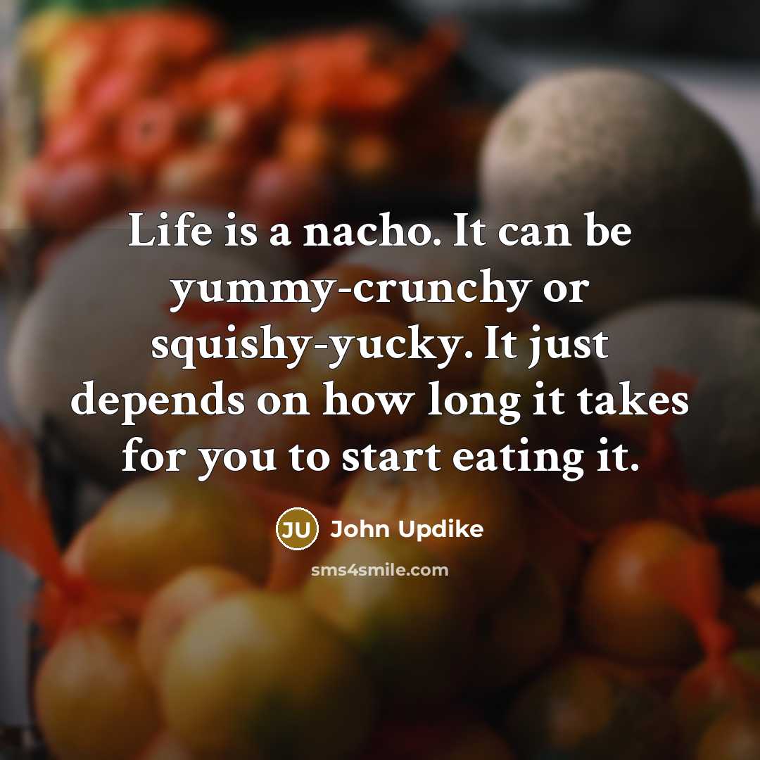 “Life is a nacho. It can be yummy-crunchy or squishy-yucky.…” quote by John Updike