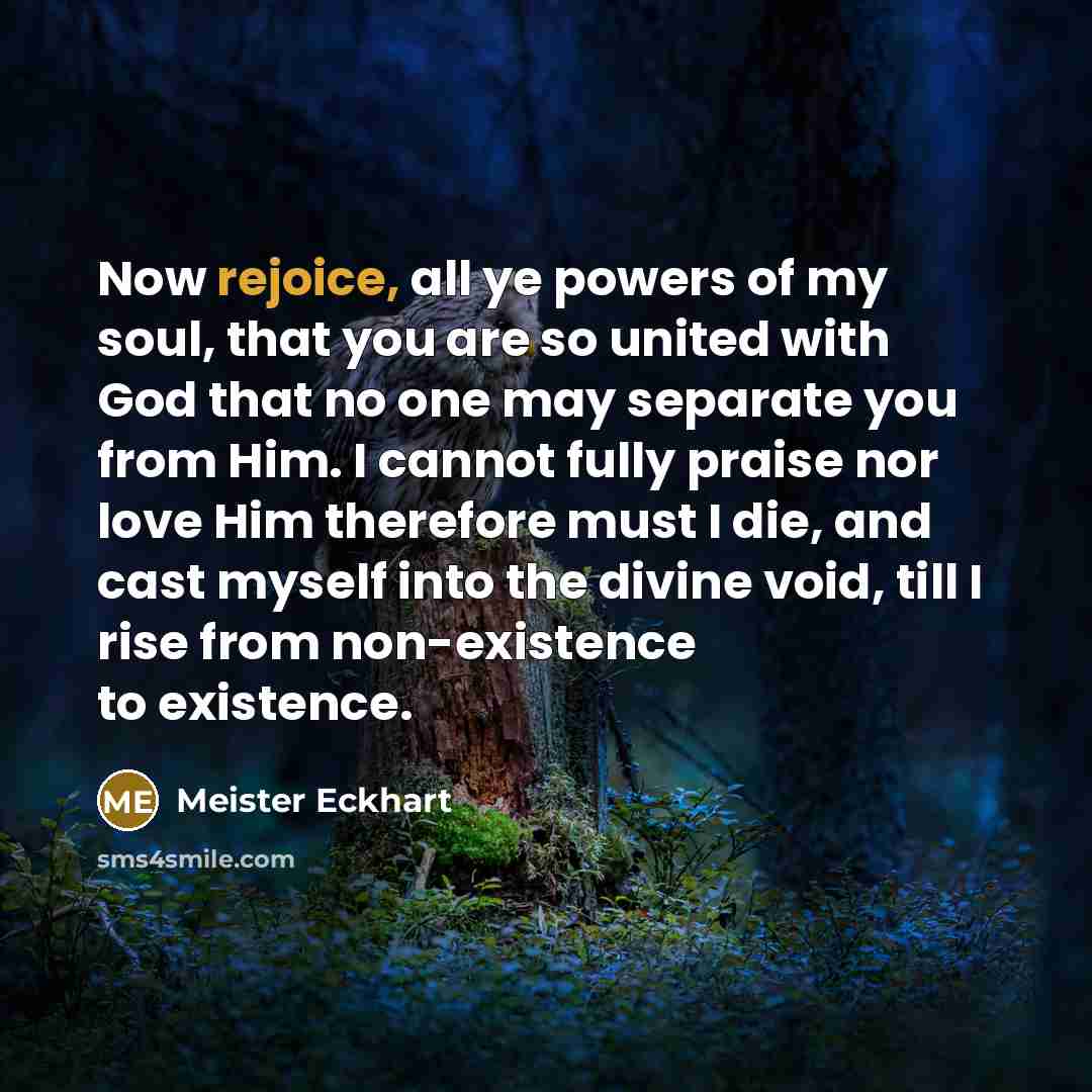 “Now rejoice, all ye powers of my soul, that you…” quote by Meister Eckhart