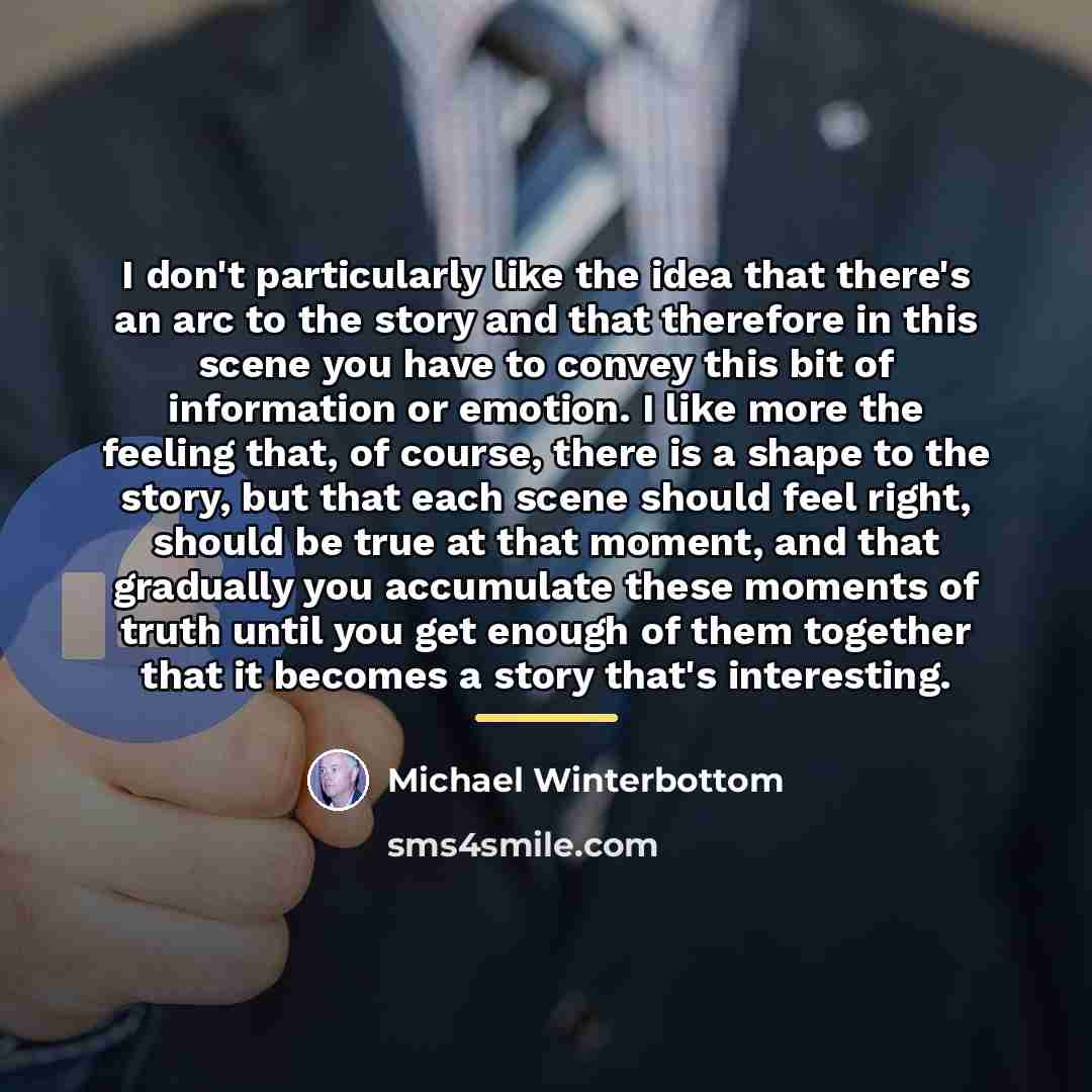 “I don't particularly like the idea that there's an arc…” quote by Michael Winterbottom