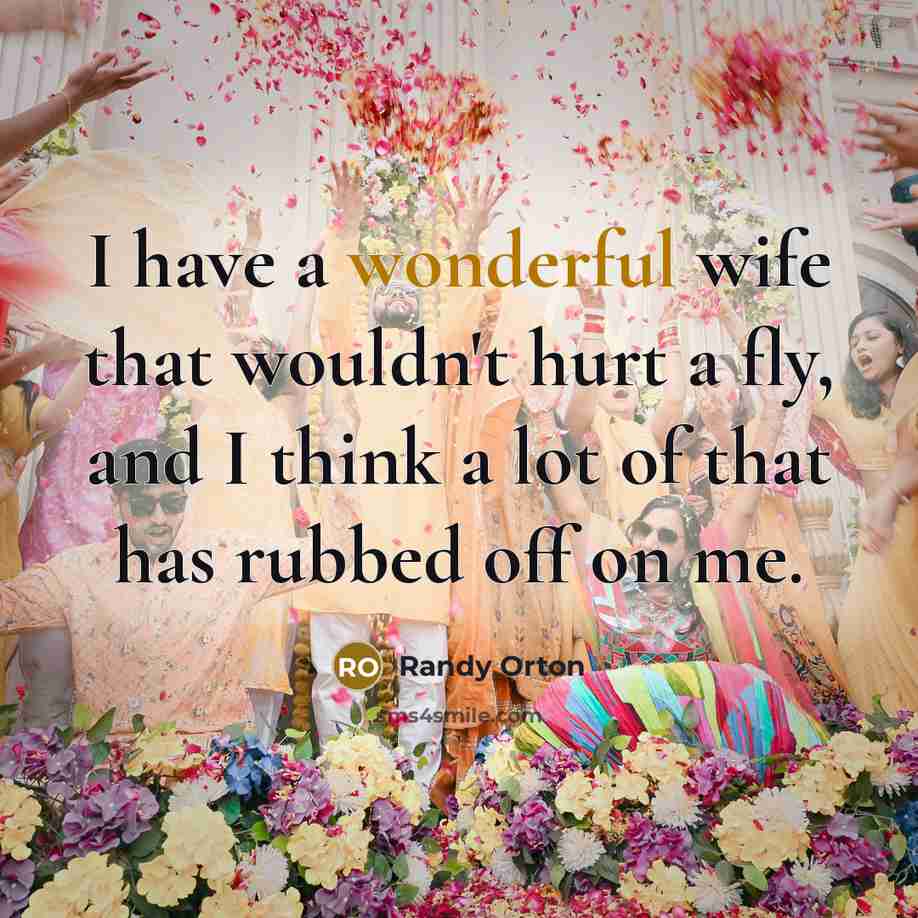 “I have a wonderful wife that wouldn't hurt a fly,…” quote by Randy Orton