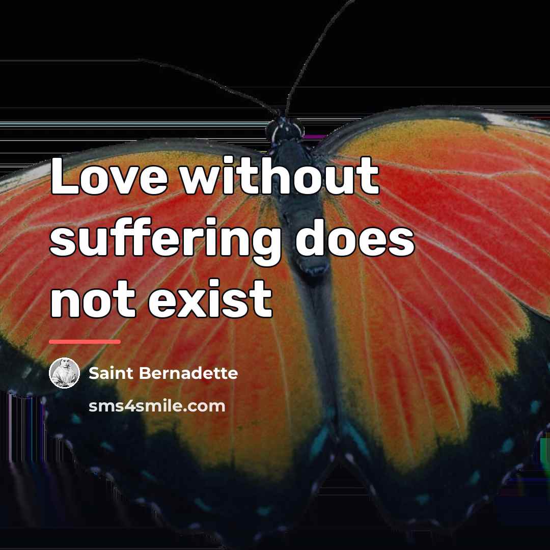“Love without suffering does not exist…” quote by Saint Bernadette