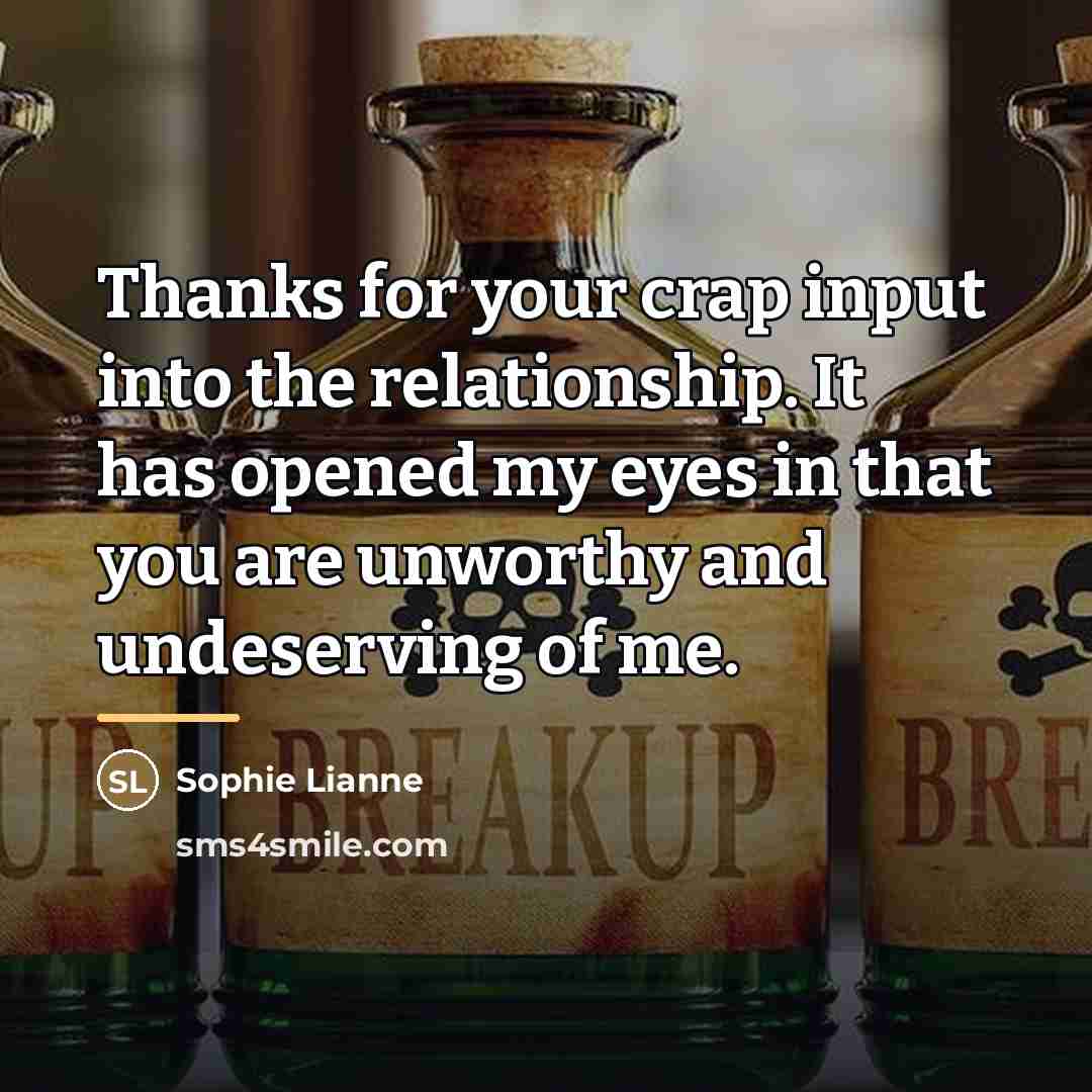 “Thanks for your crap input into the relationship. It has…” quote by Sophie Lianne