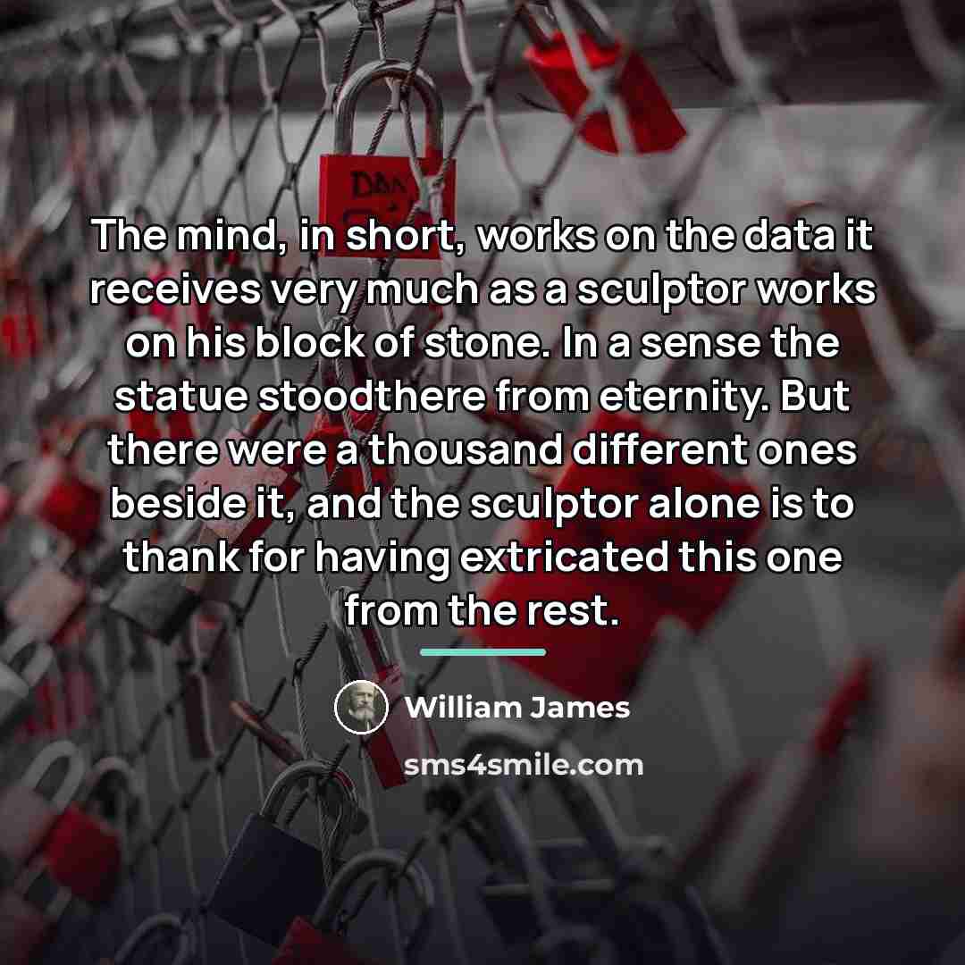 “The mind, in short, works on the data it receives…” quote by William James