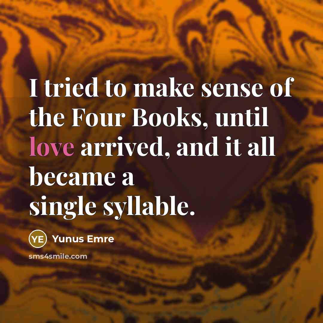 “I tried to make sense of the Four Books, until…” quote by Yunus Emre