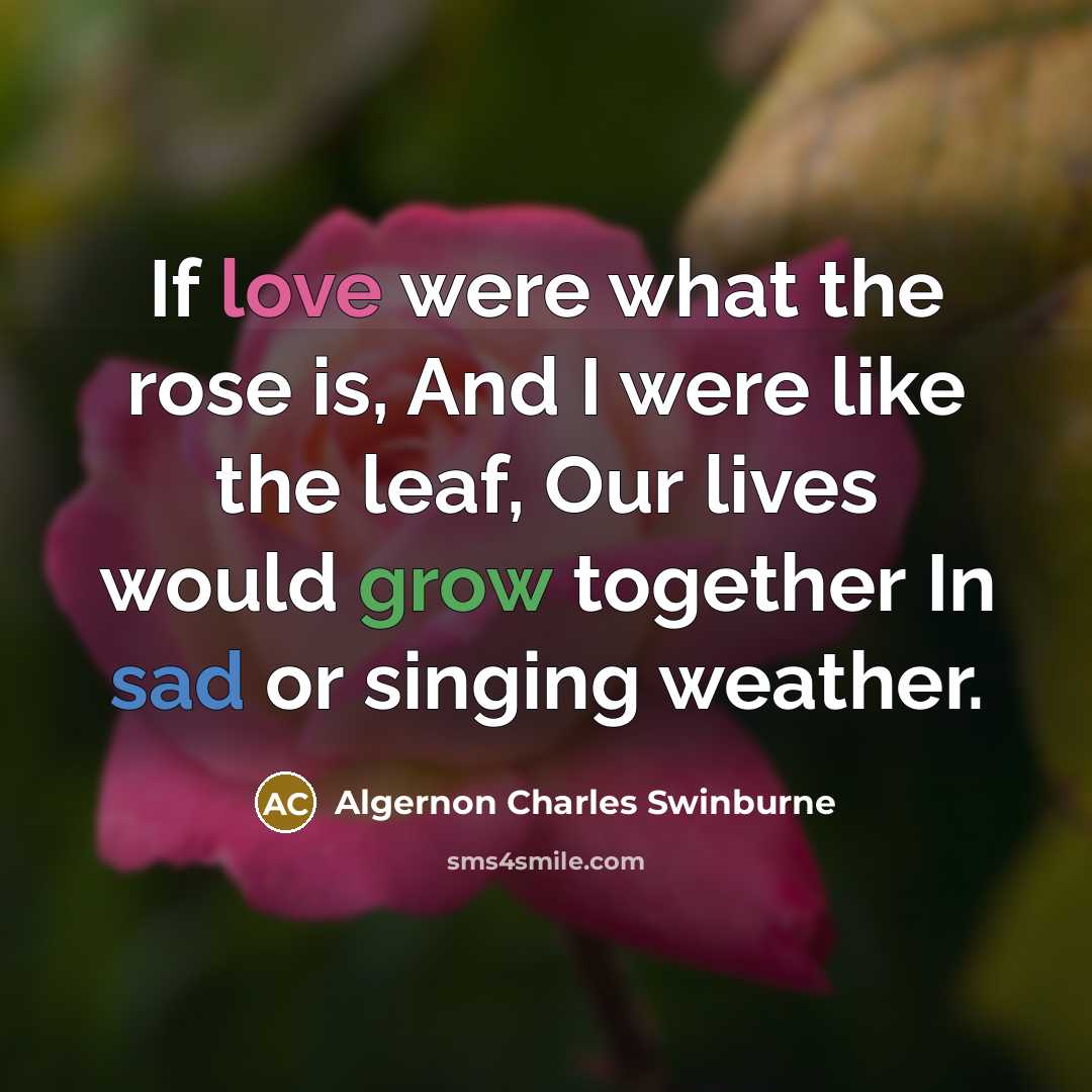 “If love were what the rose is, And I were…” quote by Algernon Charles Swinburne