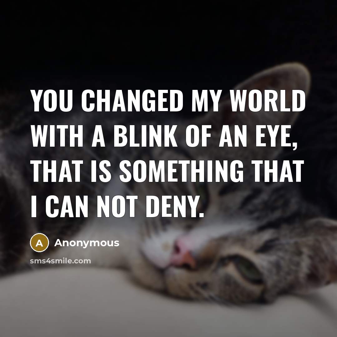 “You changed my world with a blink of an eye, that is something that I can not deny.” quote by Anonymous