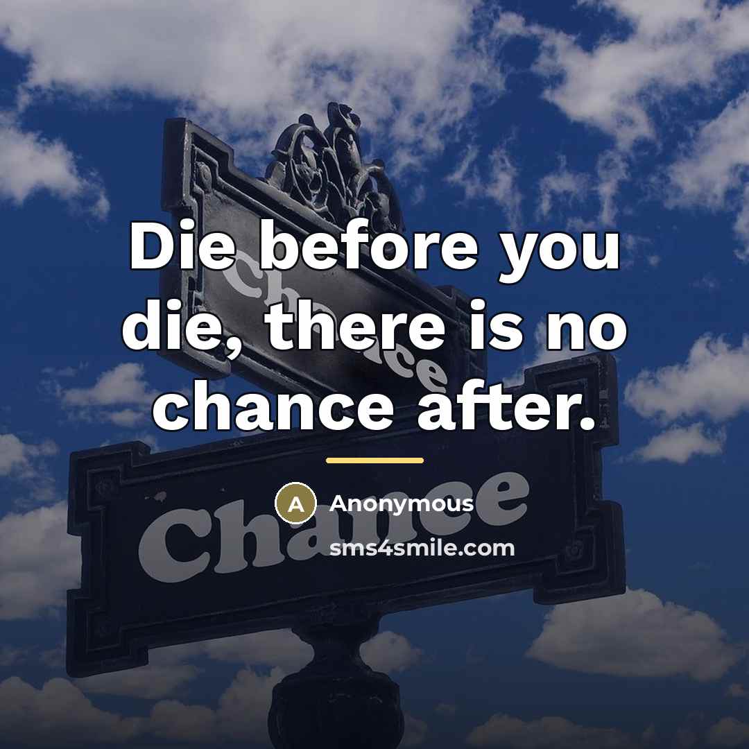 “Die before you die, there is no chance after.…” quote by Anonymous