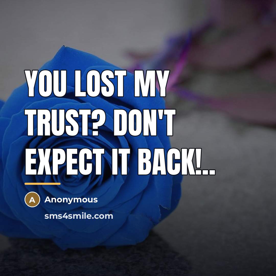“You lost my trust? Don't expect it back!..…” quote by Anonymous
