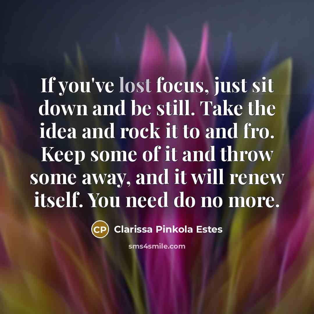 “If you've lost focus, just sit down and be still.…” quote by Clarissa Pinkola Estes