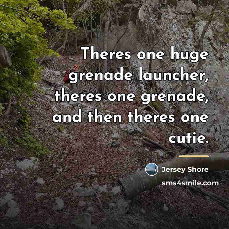“Theres one huge grenade launcher, theres one grenade, and then…” quote by Jersey Shore