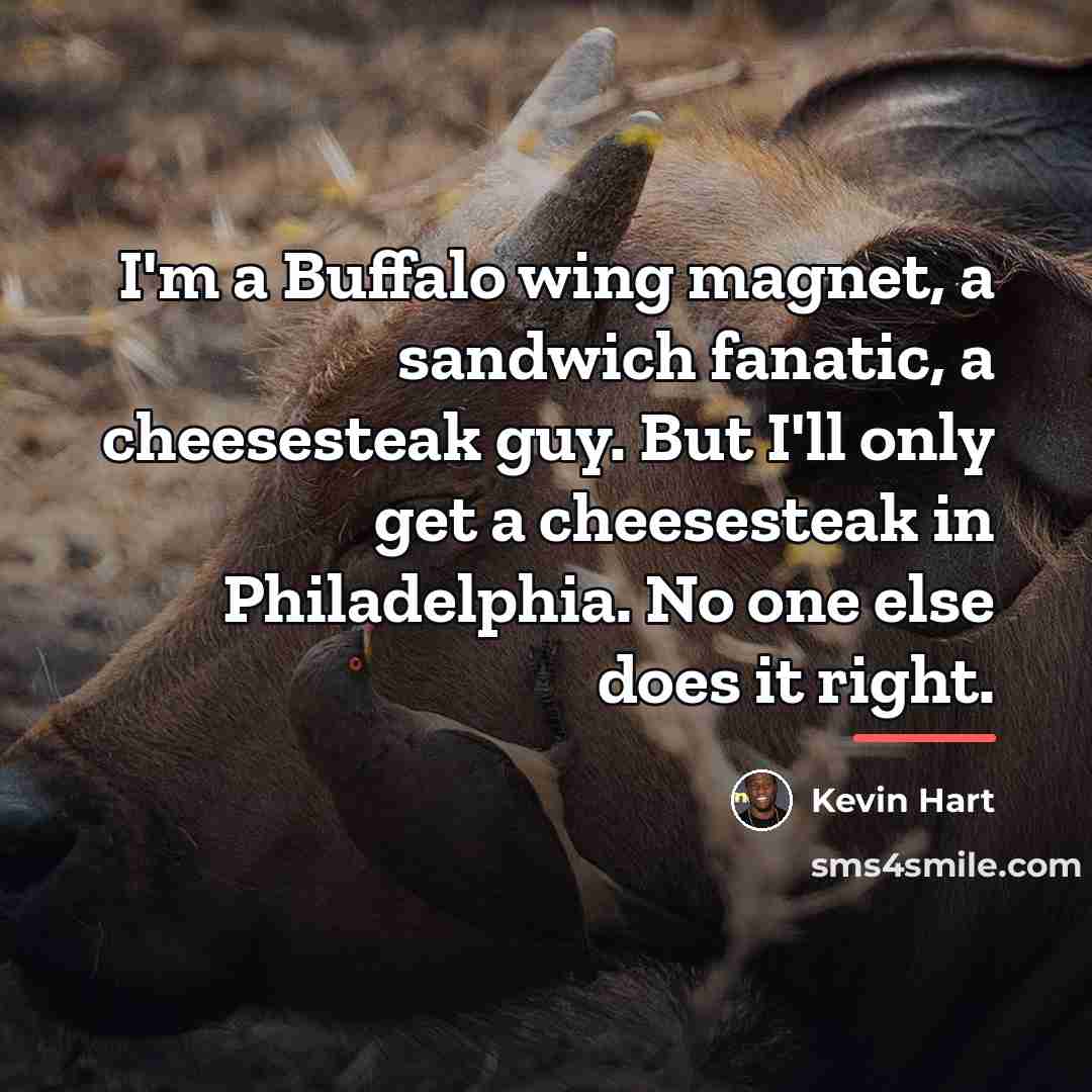 “I'm a Buffalo wing magnet, a sandwich fanatic, a cheesesteak…” quote by Kevin Hart