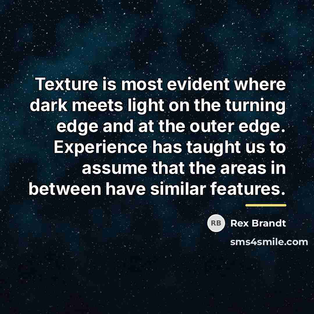 “Texture is most evident where dark meets light on the…” quote by Rex Brandt