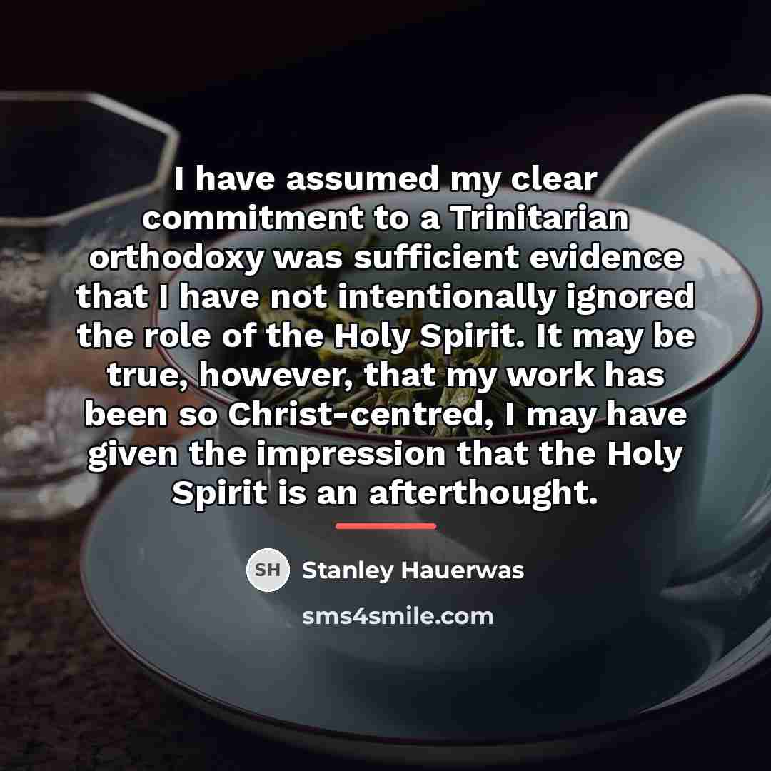 “I have assumed my clear commitment to a Trinitarian orthodoxy…” quote by Stanley Hauerwas
