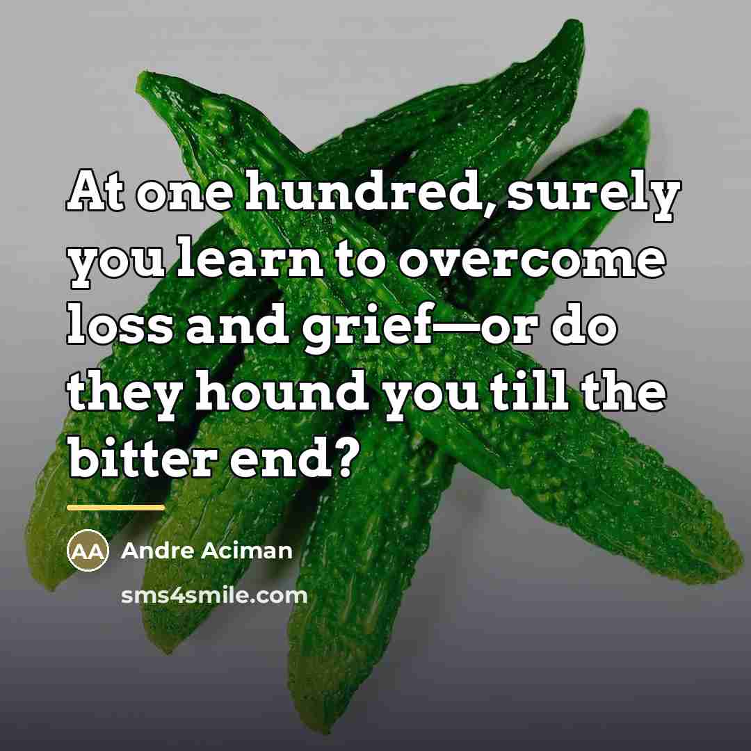 “At one hundred, surely you learn to overcome loss and…” quote by André Aciman