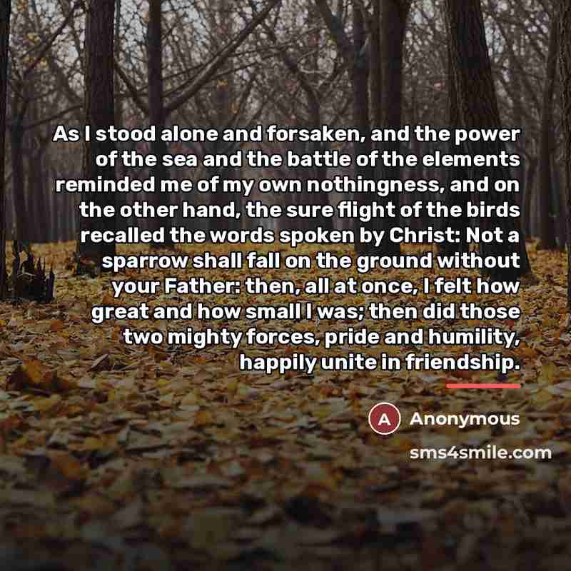 “As I stood alone and forsaken, and the power of…” quote by Anonymous