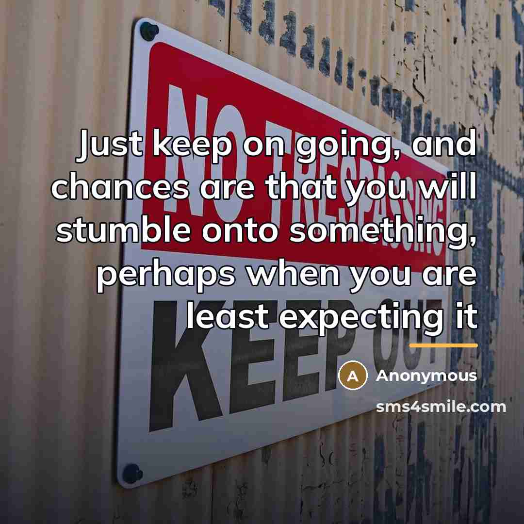 “Just keep on going, and chances are that you will…” quote by Anonymous