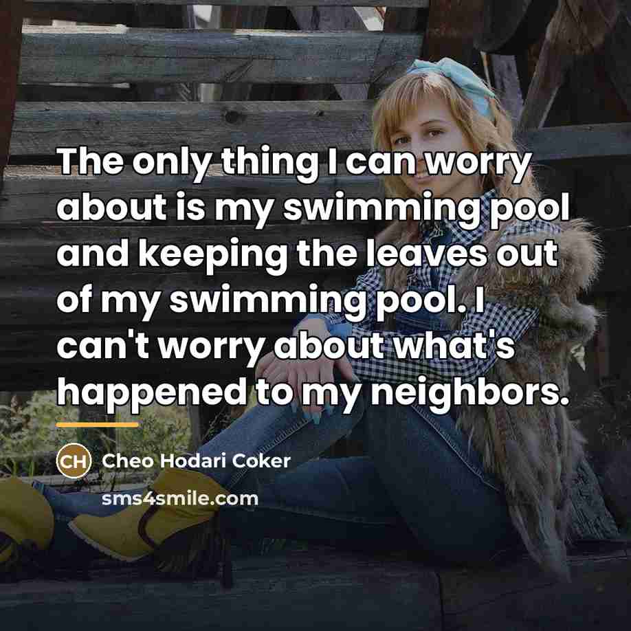 “The only thing I can worry about is my swimming…” quote by Cheo Hodari Coker