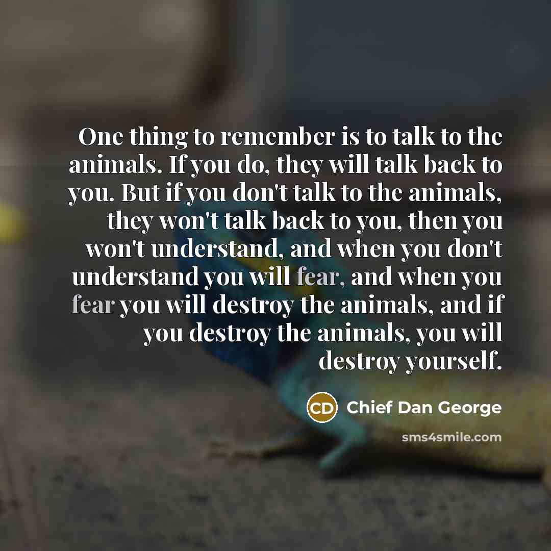 “One thing to remember is to talk to the animals.…” quote by Chief Dan George