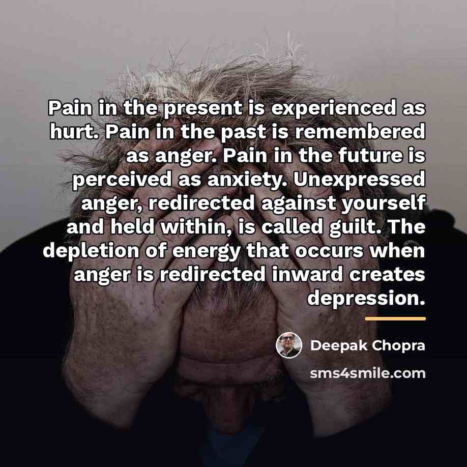 “Pain in the present is experienced as hurt. Pain in…” quote by Deepak Chopra