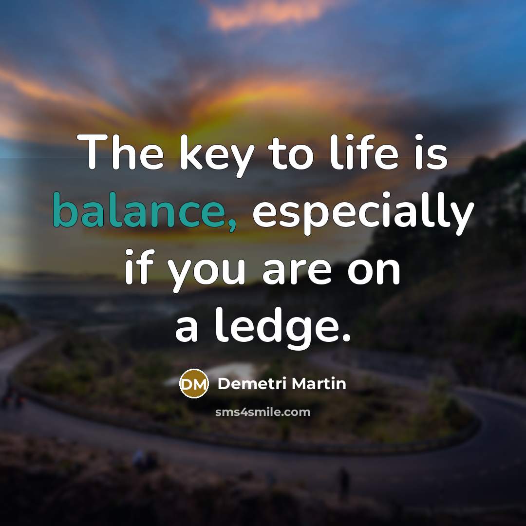 “The key to life is balance, especially if you are…” quote by Demetri Martin