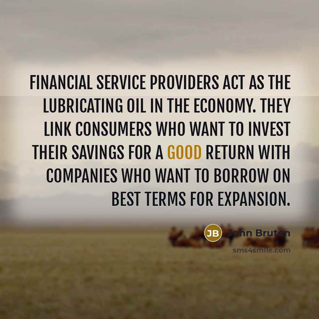 “Financial service providers act as the lubricating oil in the…” quote by John Bruton