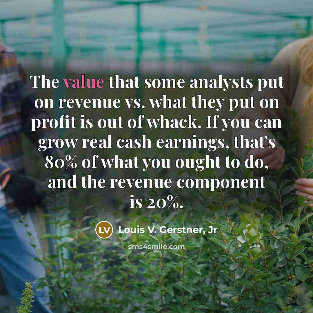 “The value that some analysts put on revenue vs. what…” quote by Louis V. Gerstner, Jr