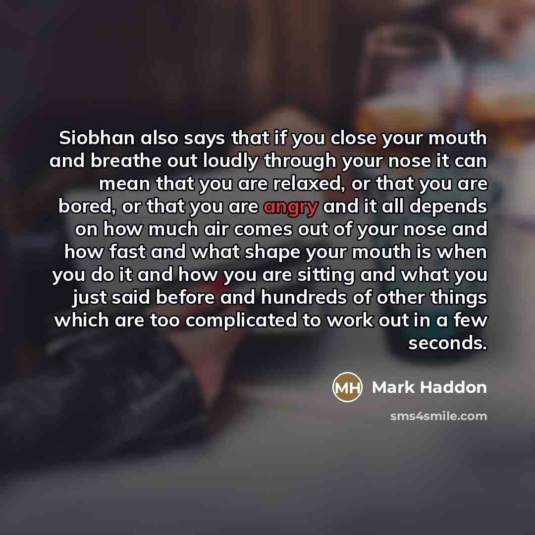“Siobhan also says that if you close your mouth and…” quote by Mark Haddon