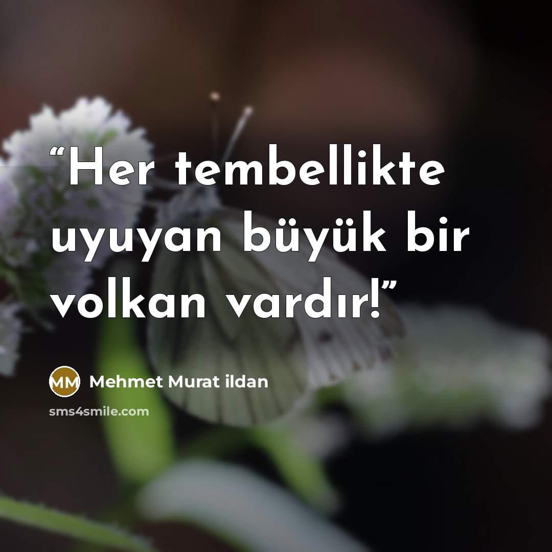“Her tembellikte uyuyan büyük bir volkan vardır!” quote by Mehmet Murat ildan